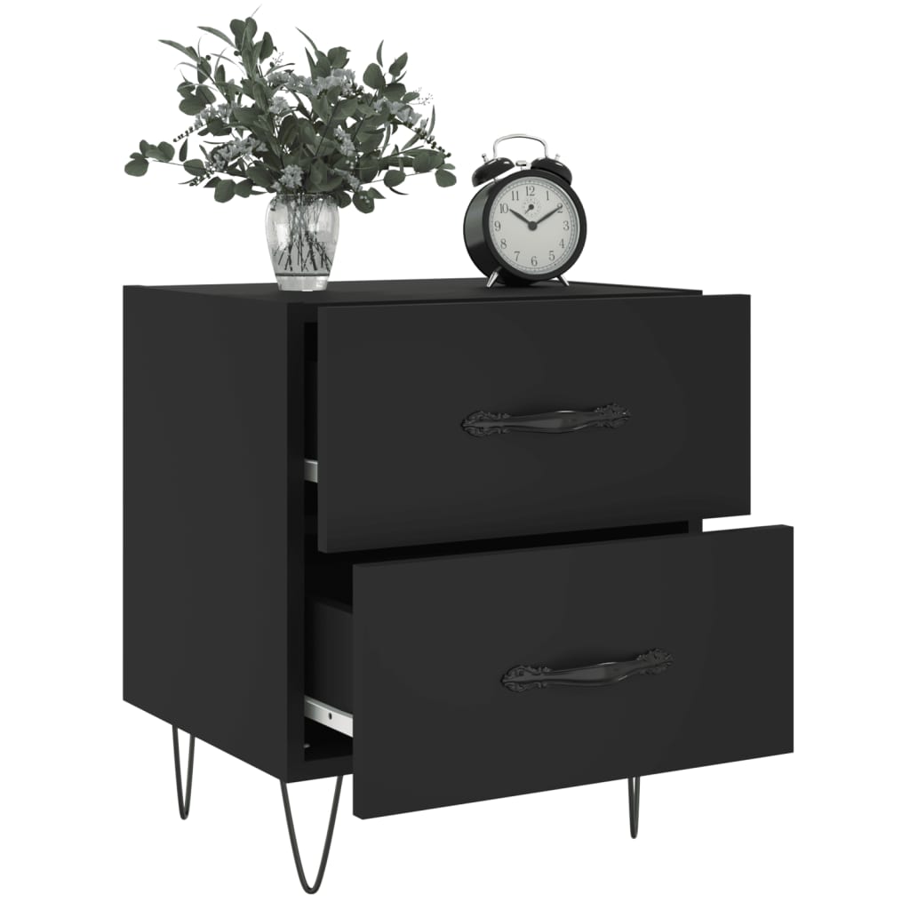 Tables de chevet 2 pcs noir 40x35x47,5 cm bois d’ingénierie - XIOS