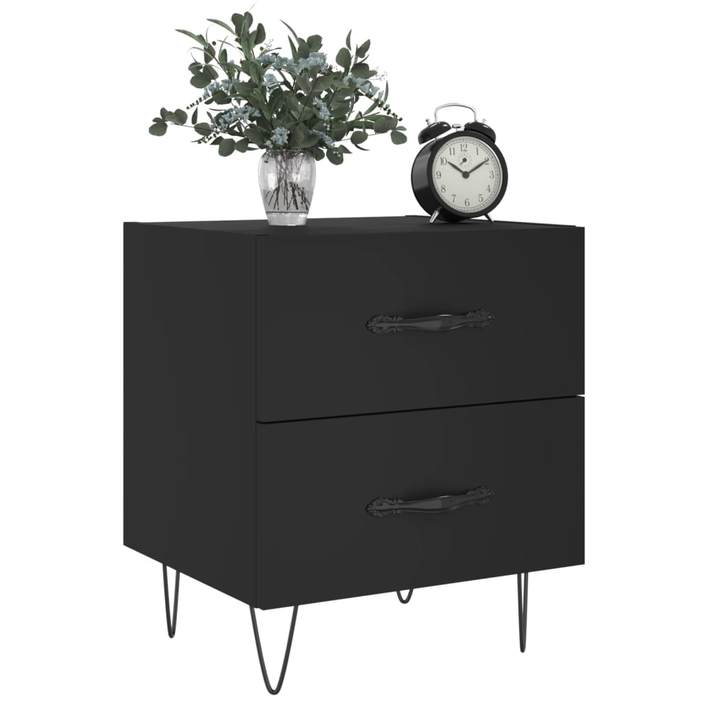 Tables de chevet 2 pcs noir 40x35x47,5 cm bois d’ingénierie - XIOS