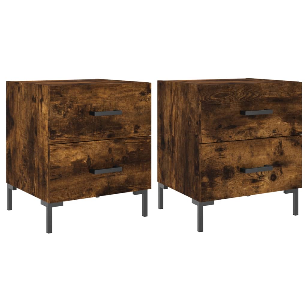 Tables de chevet 2pcs chêne fumé 40x35x47,5cm bois d’ingénierie - XIOS