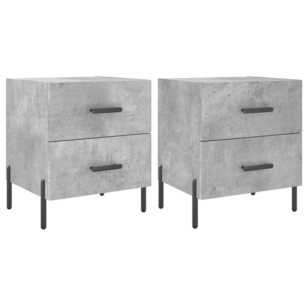 Tables de chevet 2pcs gris béton 40x35x47,5cm bois d’ingénierie - XIOS