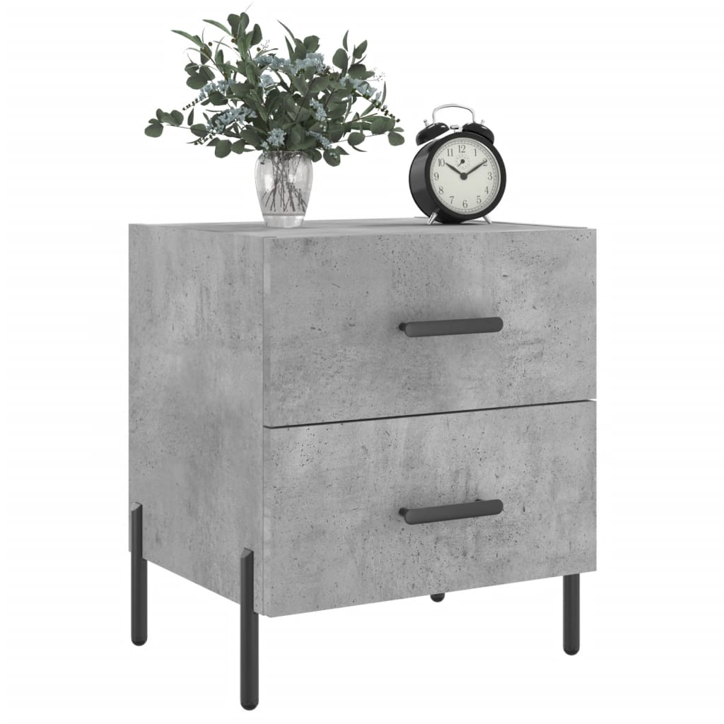 Tables de chevet 2pcs gris béton 40x35x47,5cm bois d’ingénierie - XIOS