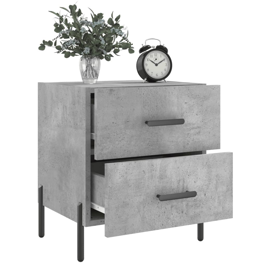Tables de chevet 2pcs gris béton 40x35x47,5cm bois d’ingénierie - XIOS