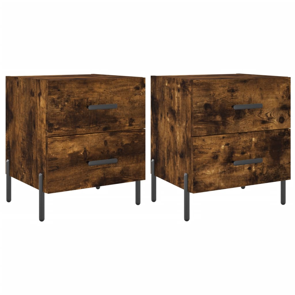 Tables de chevet 2pcs chêne fumé 40x35x47,5cm bois d’ingénierie - XIOS