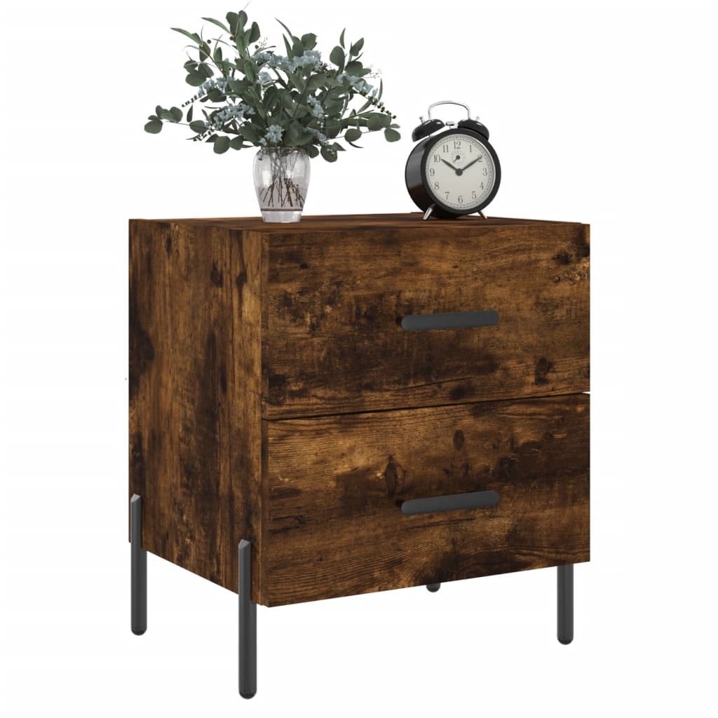 Tables de chevet 2pcs chêne fumé 40x35x47,5cm bois d’ingénierie - XIOS