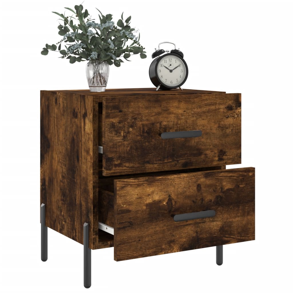Tables de chevet 2pcs chêne fumé 40x35x47,5cm bois d’ingénierie - XIOS