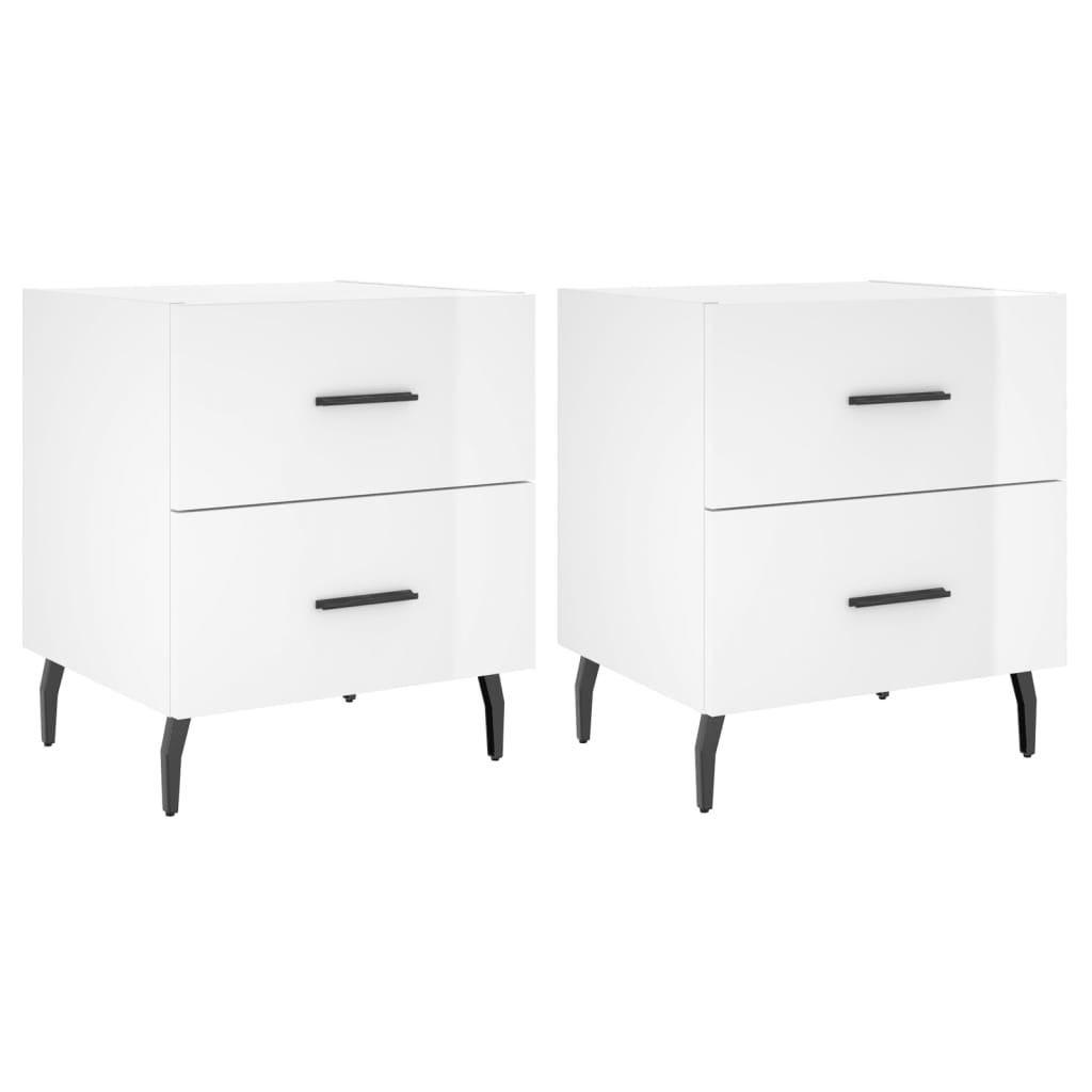 Tables de chevet 2 pcs blanc brillant 40x35x47,5 cm - XIOS