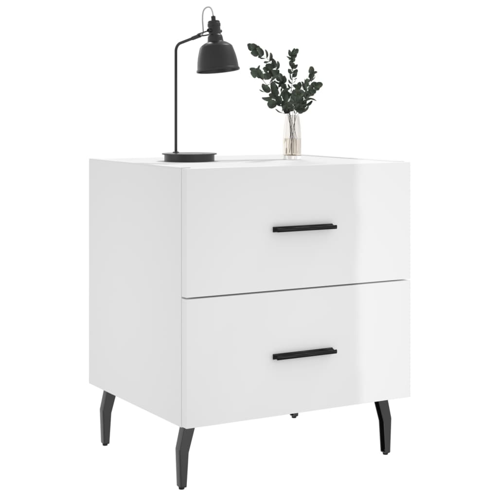 Tables de chevet 2 pcs blanc brillant 40x35x47,5 cm - XIOS
