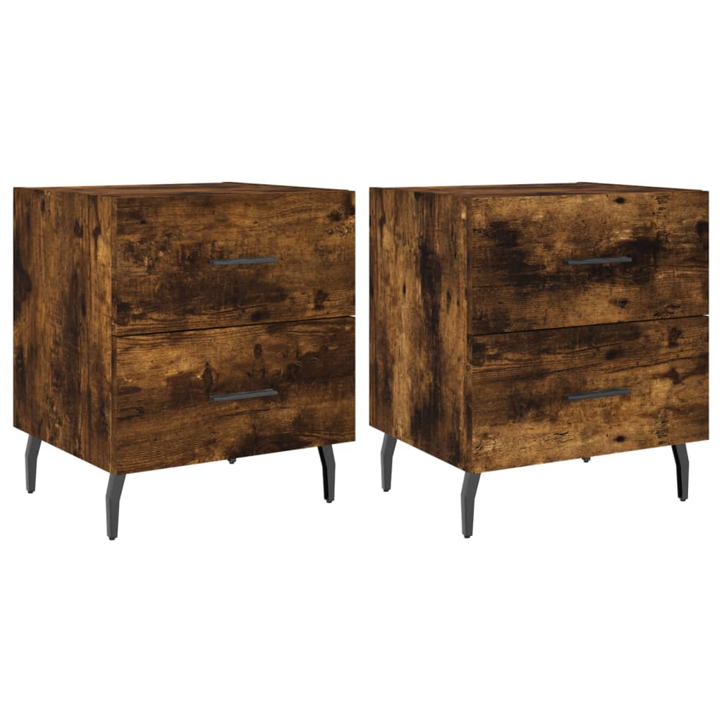 Tables de chevet 2pcs chêne fumé 40x35x47,5cm bois d’ingénierie - XIOS