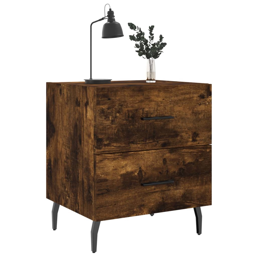 Tables de chevet 2pcs chêne fumé 40x35x47,5cm bois d’ingénierie - XIOS