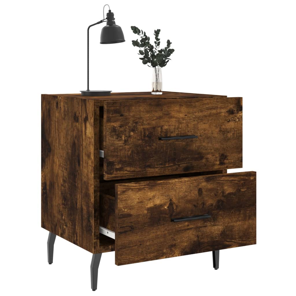 Tables de chevet 2pcs chêne fumé 40x35x47,5cm bois d’ingénierie - XIOS
