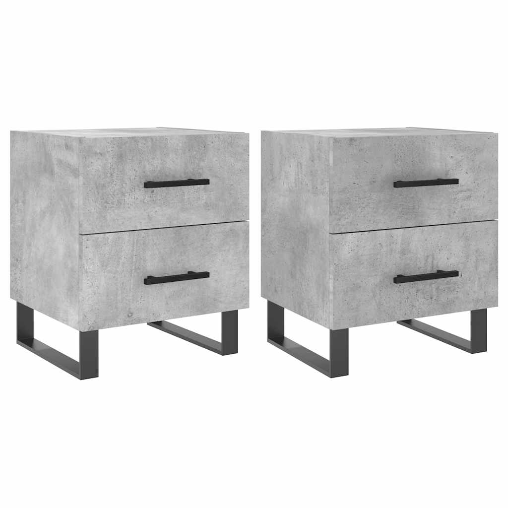 Tables de chevet 2pcs gris béton 40x35x47,5cm bois d’ingénierie - XIOS