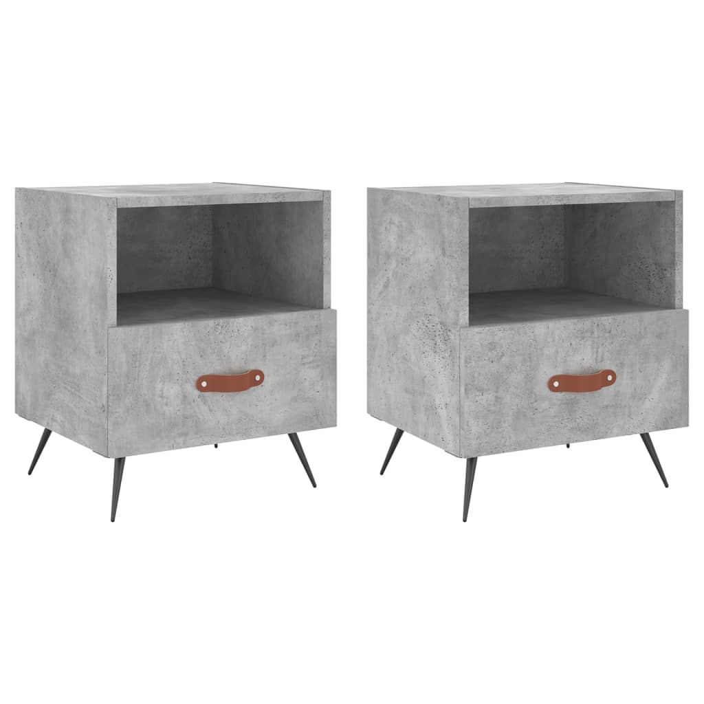 Tables de chevet 2pcs gris béton 40x35x47,5cm bois d’ingénierie - XIOS