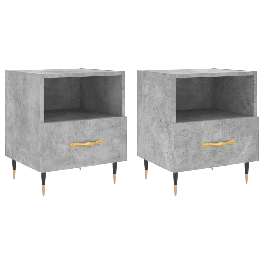 Tables de chevet 2pcs gris béton 40x35x47,5cm bois d’ingénierie - XIOS