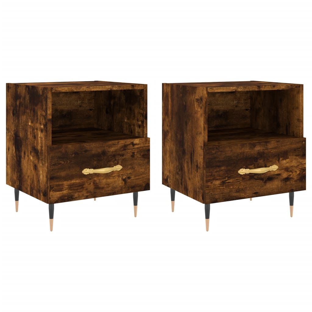 Tables de chevet 2pcs chêne fumé 40x35x47,5cm bois d’ingénierie - XIOS