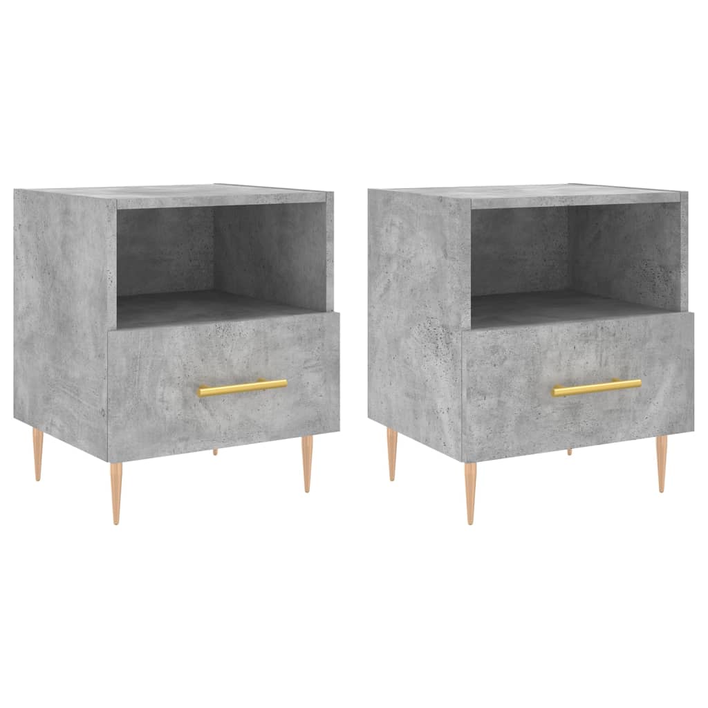 Tables de chevet 2pcs gris béton 40x35x47,5cm bois d’ingénierie - XIOS