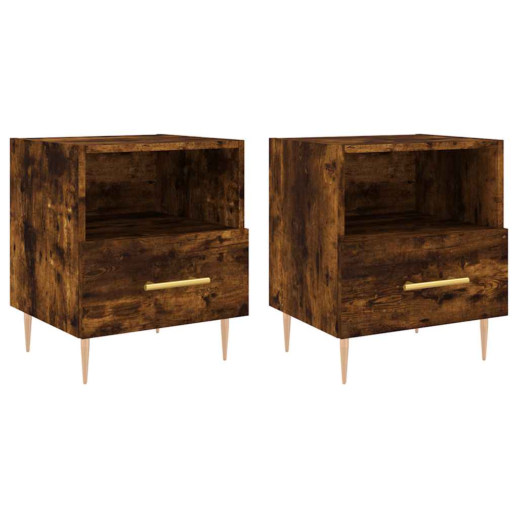 Tables de chevet 2pcs chêne fumé 40x35x47,5cm bois d’ingénierie - XIOS