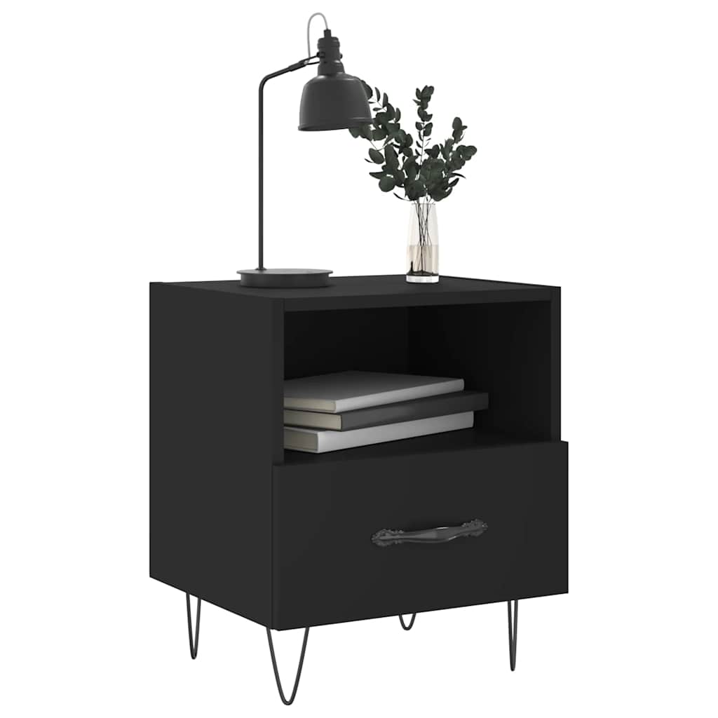 Tables de chevet 2 pcs noir 40x35x47,5 cm bois d’ingénierie - XIOS