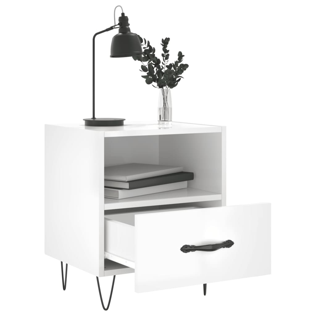 Tables de chevet 2 pcs blanc brillant 40x35x47,5 cm - XIOS