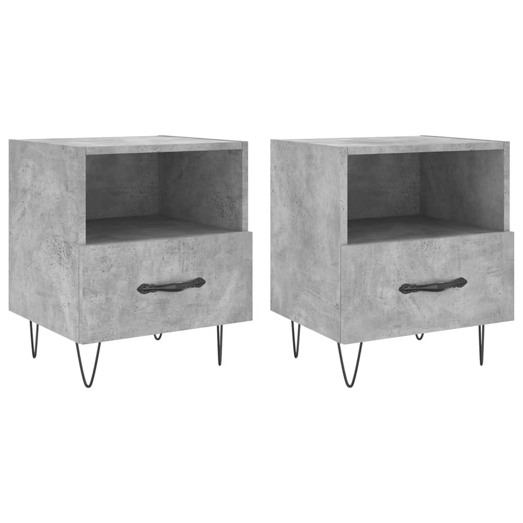 Tables de chevet 2pcs gris béton 40x35x47,5cm bois d’ingénierie - XIOS