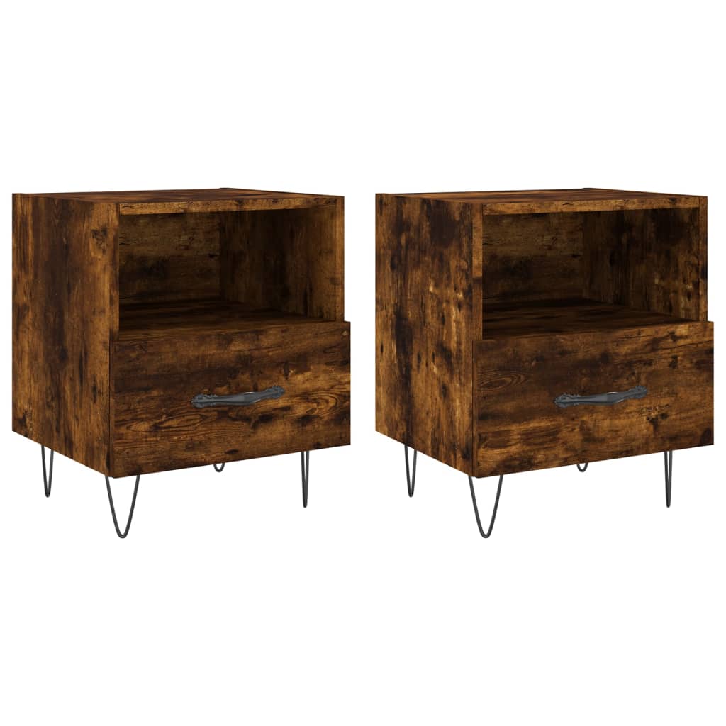 Tables de chevet 2pcs chêne fumé 40x35x47,5cm bois d’ingénierie - XIOS