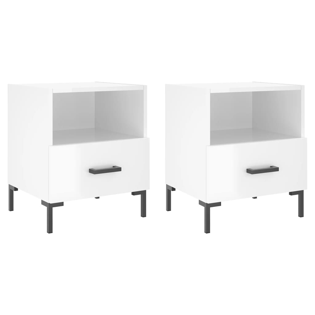 Tables de chevet 2 pcs blanc brillant 40x35x47,5 cm - XIOS
