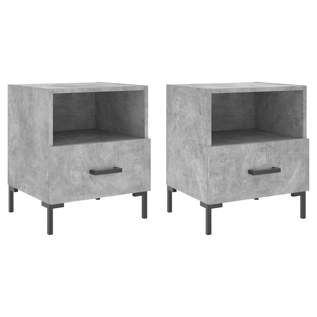 Tables de chevet 2pcs gris béton 40x35x47,5cm bois d’ingénierie - XIOS