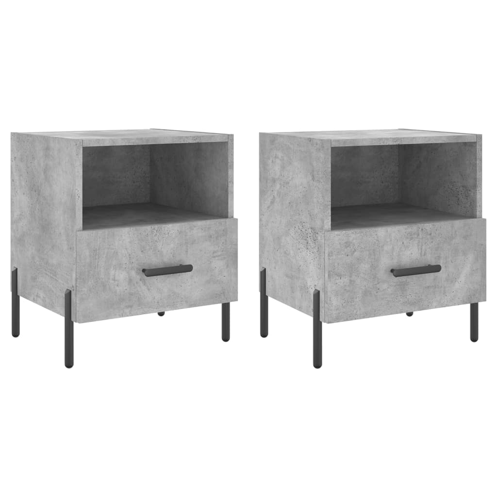 Tables de chevet 2pcs gris béton 40x35x47,5cm bois d’ingénierie - XIOS