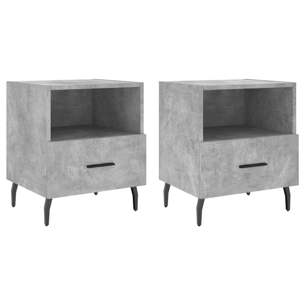 Tables de chevet 2pcs gris béton 40x35x47,5cm bois d’ingénierie - XIOS