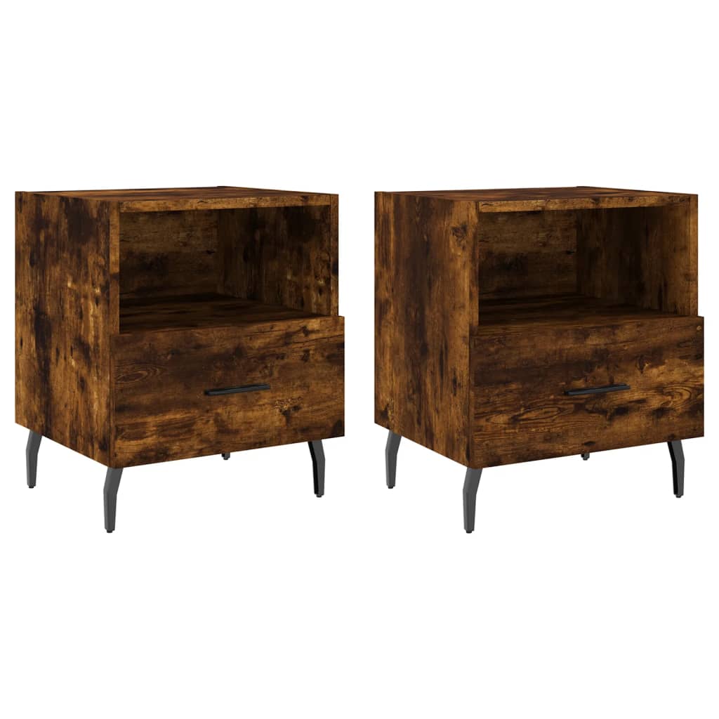 Tables de chevet 2pcs chêne fumé 40x35x47,5cm bois d’ingénierie - XIOS