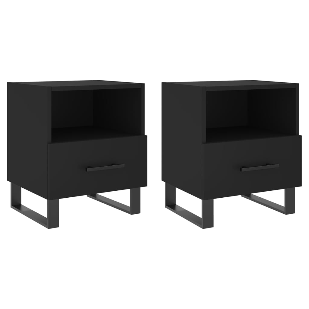 Tables de chevet 2 pcs noir 40x35x47,5 cm bois d’ingénierie - XIOS
