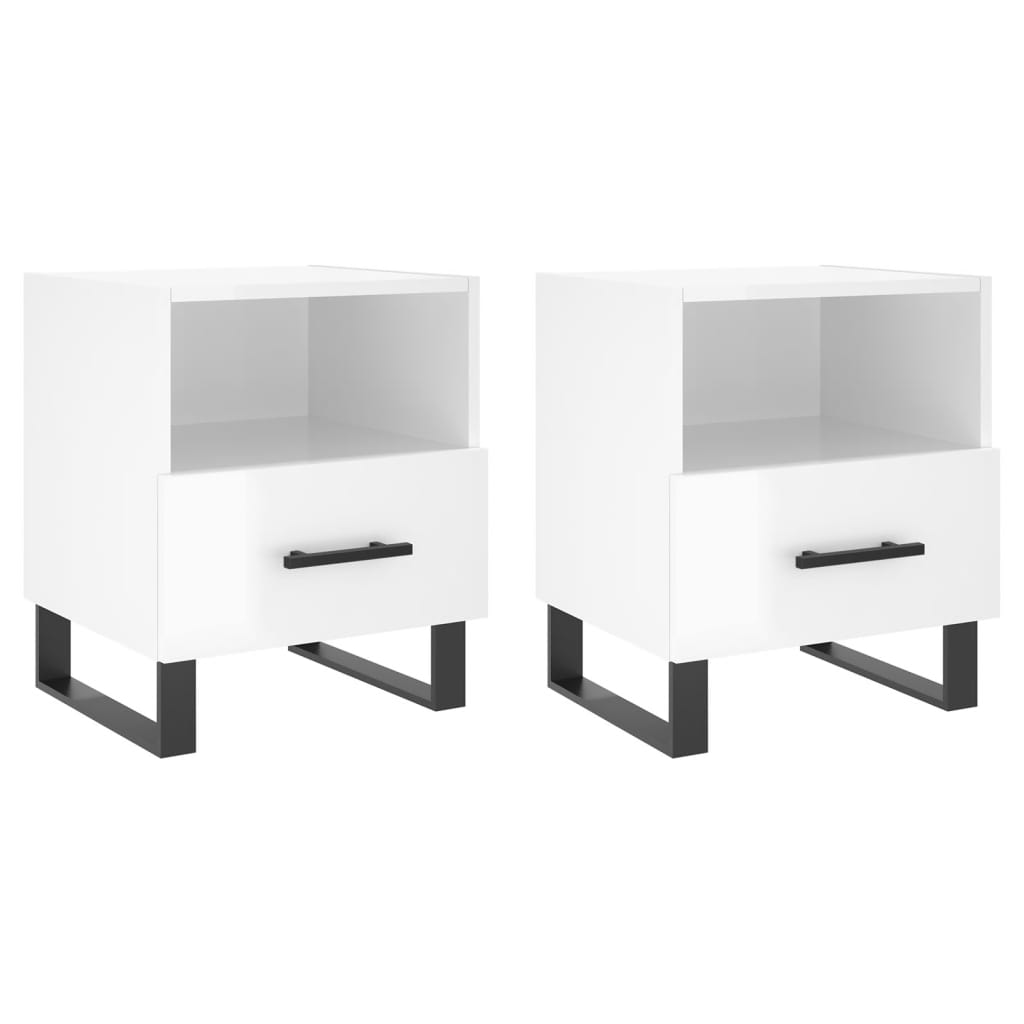 Tables de chevet 2 pcs blanc brillant 40x35x47,5 cm - XIOS