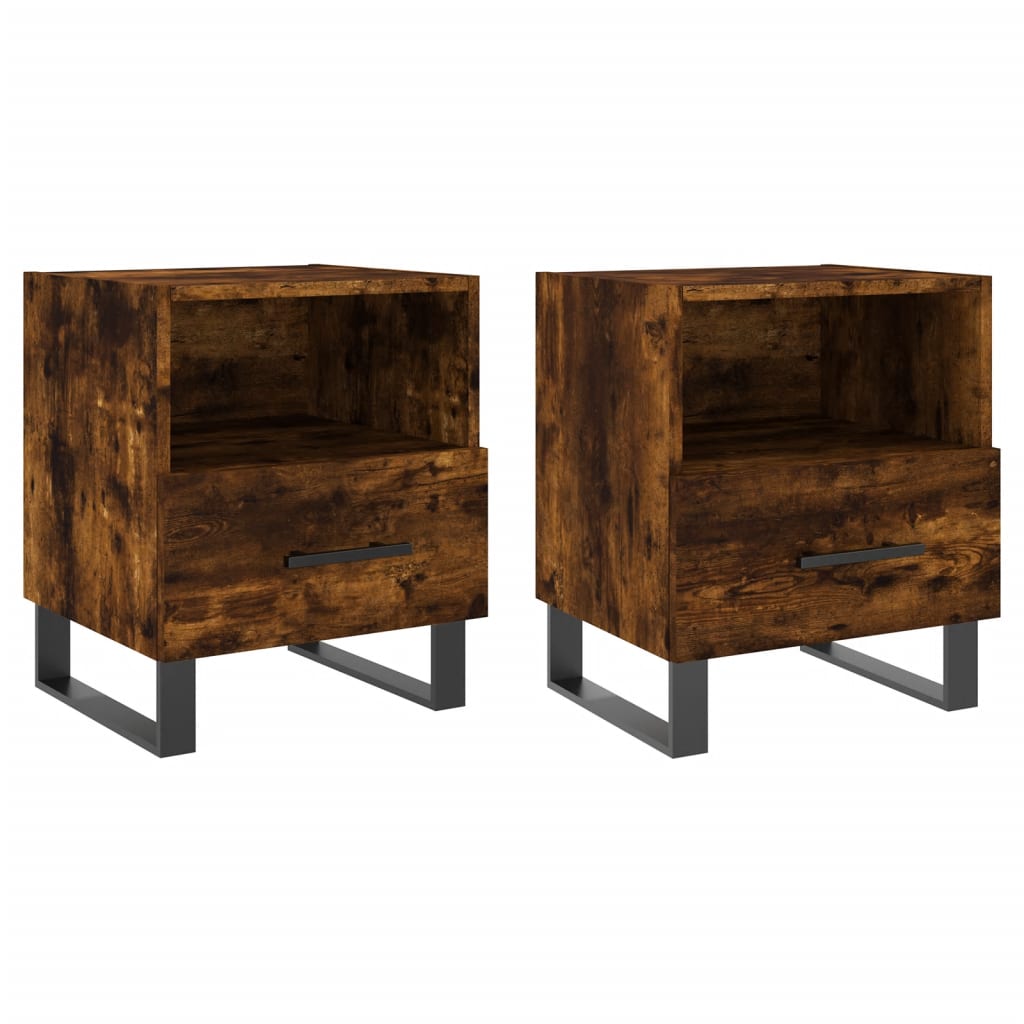 Tables de chevet 2pcs chêne fumé 40x35x47,5cm bois d’ingénierie - XIOS