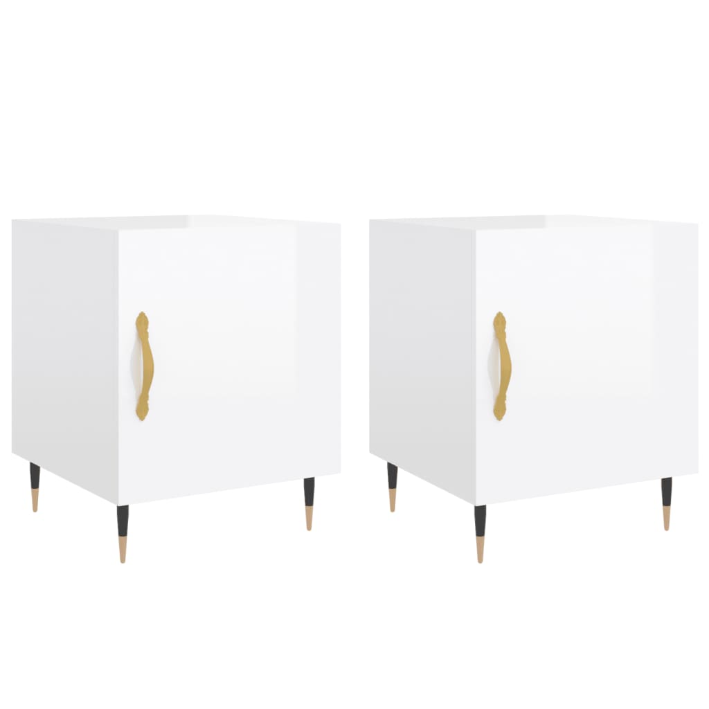 Tables de chevet 2 pcs blanc brillant 40x40x50 cm - XIOS