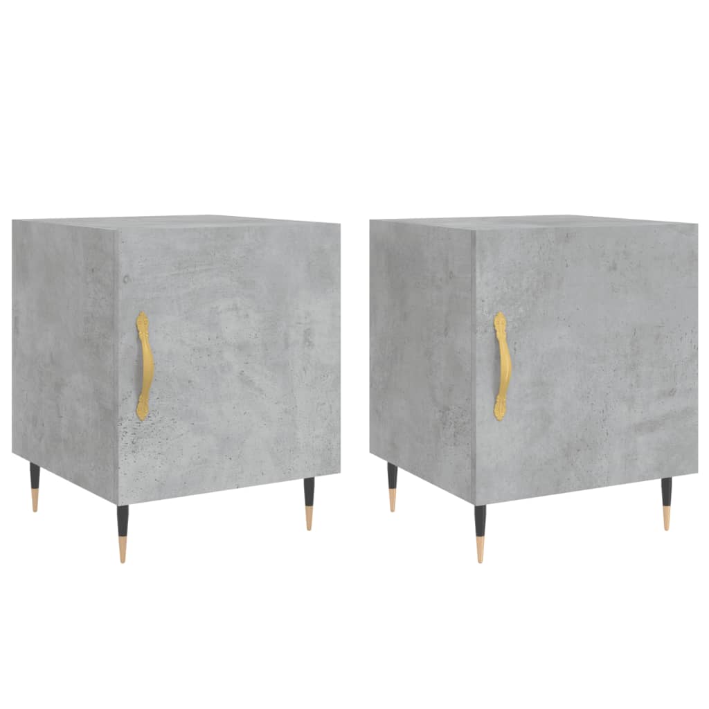 Tables de chevet 2 pcs gris béton 40x40x50 cm bois d’ingénierie - XIOS