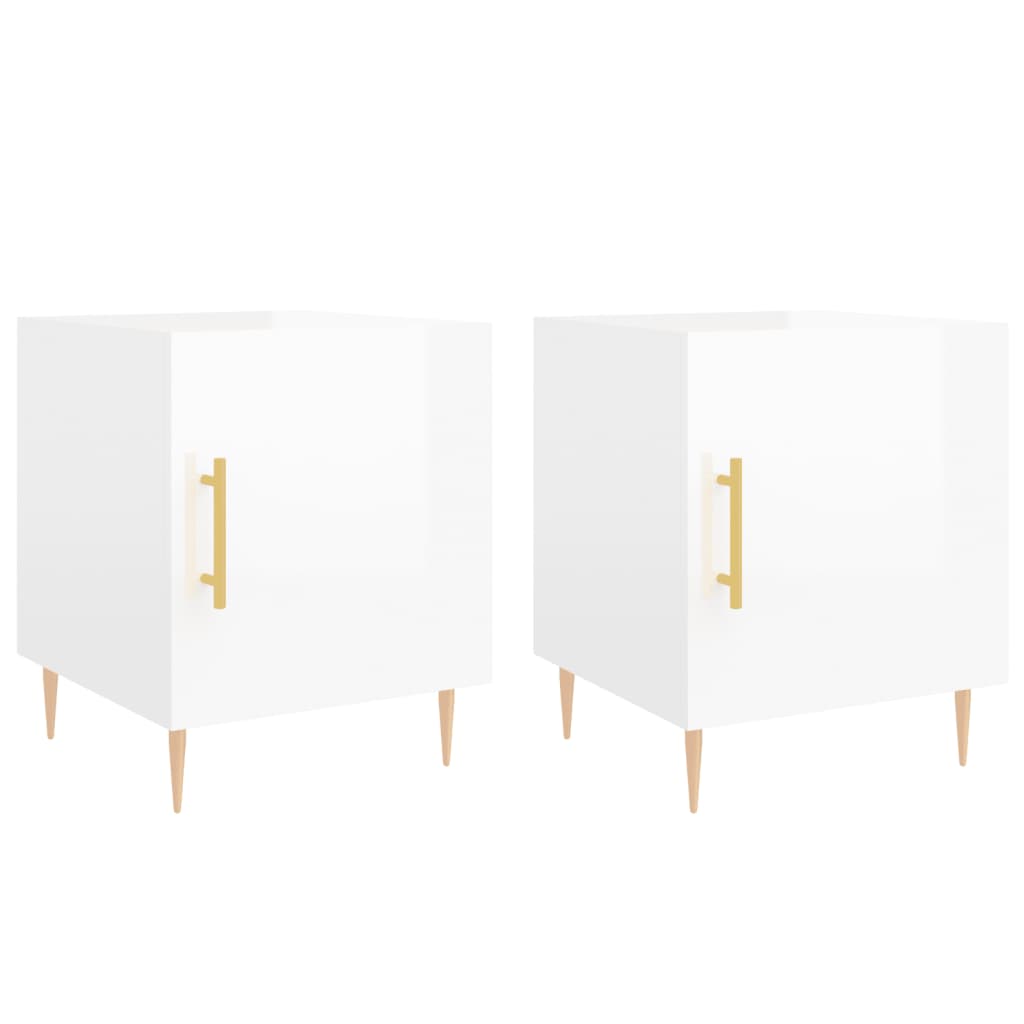 Tables de chevet 2 pcs blanc brillant 40x40x50 cm - XIOS
