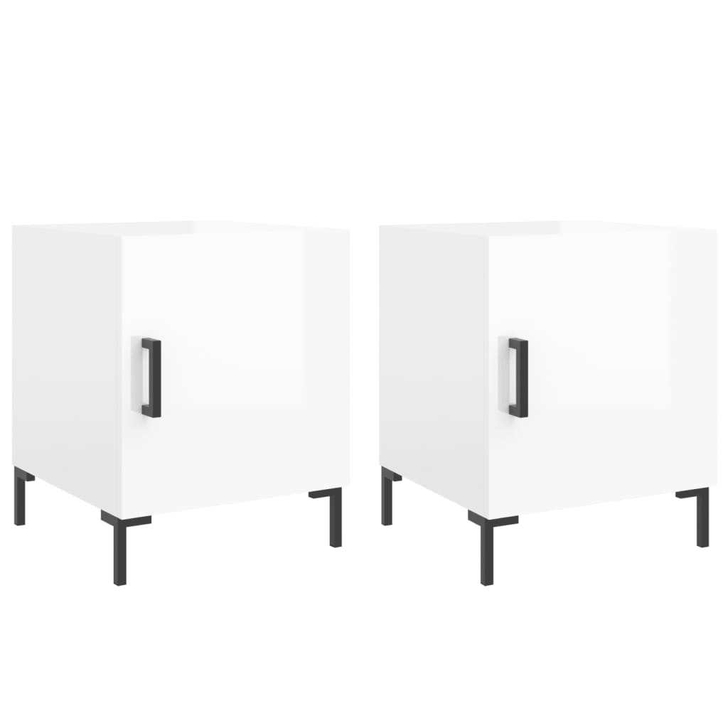 Tables de chevet 2 pcs blanc brillant 40x40x50 cm - XIOS