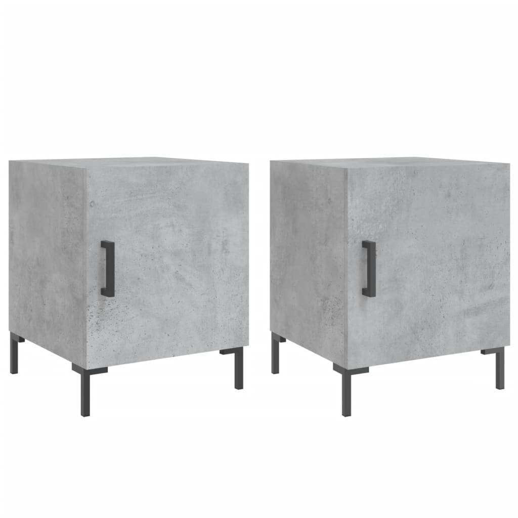 Tables de chevet 2 pcs gris béton 40x40x50 cm bois d’ingénierie - XIOS