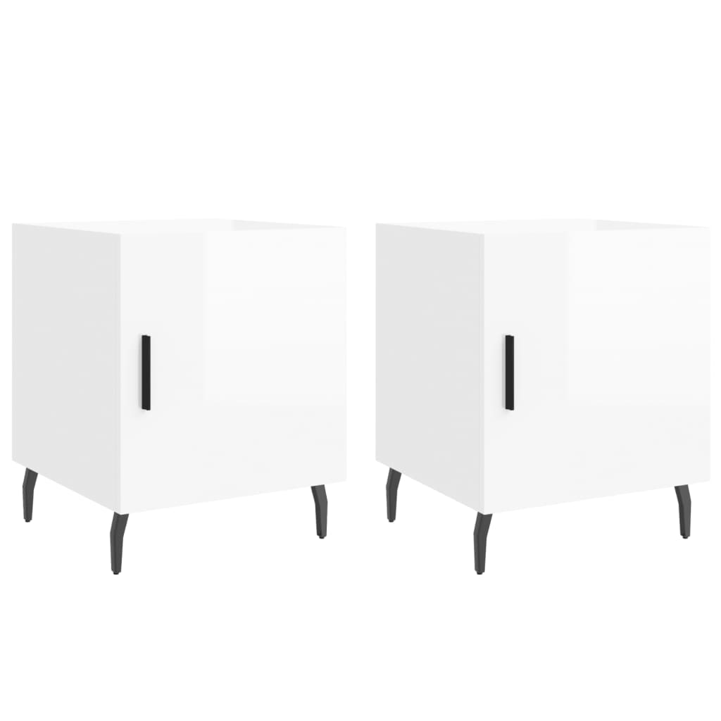 Tables de chevet 2 pcs blanc brillant 40x40x50 cm - XIOS
