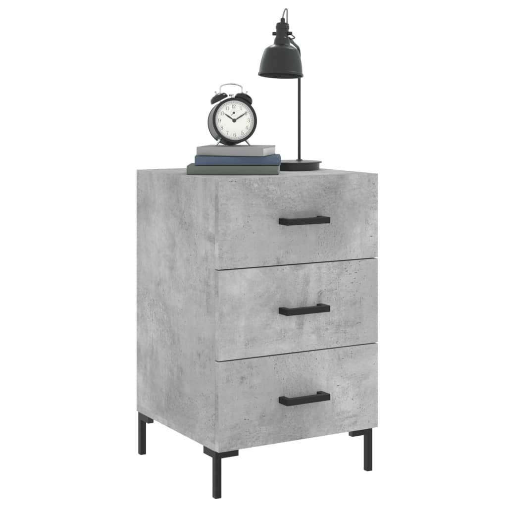 Table de chevet gris béton 40x40x66 cm bois d'ingénierie - XIOS