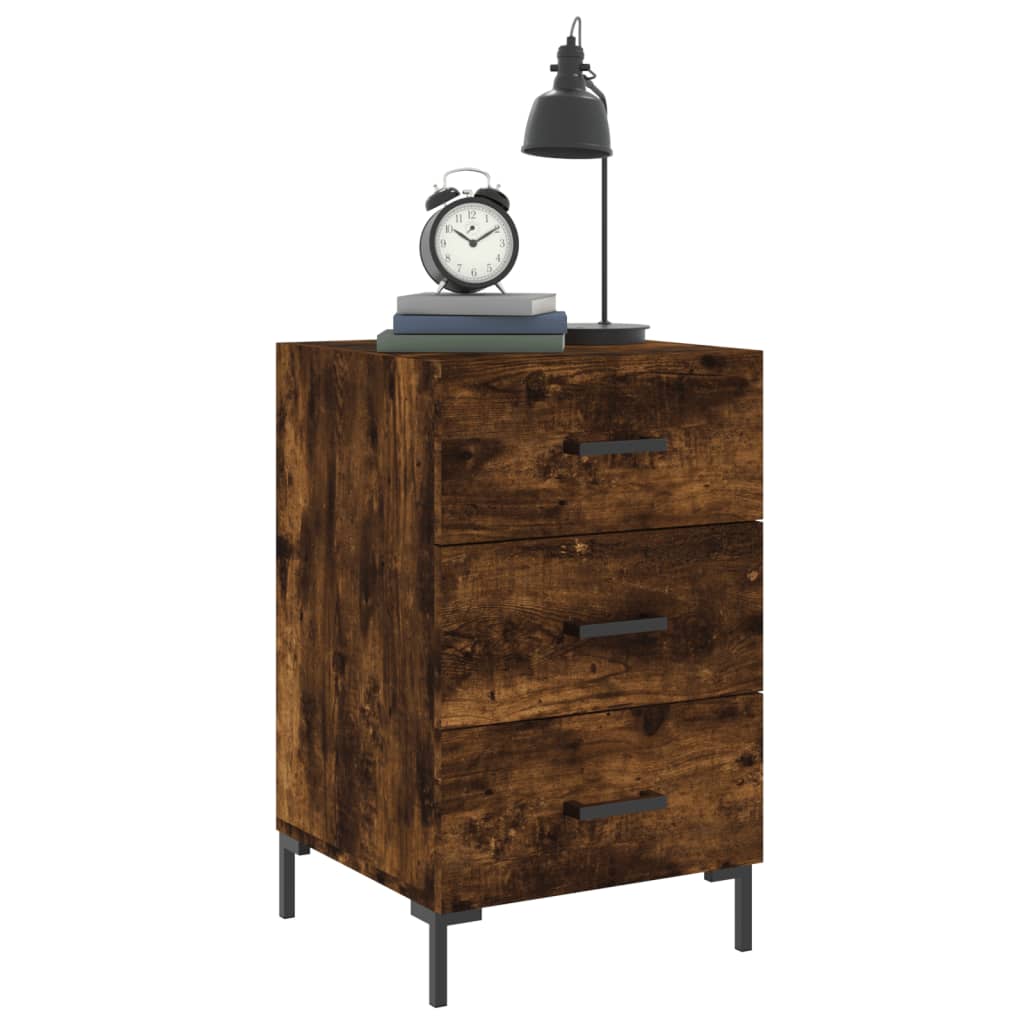 Table de chevet chêne fumé 40x40x66 cm bois d'ingénierie - XIOS
