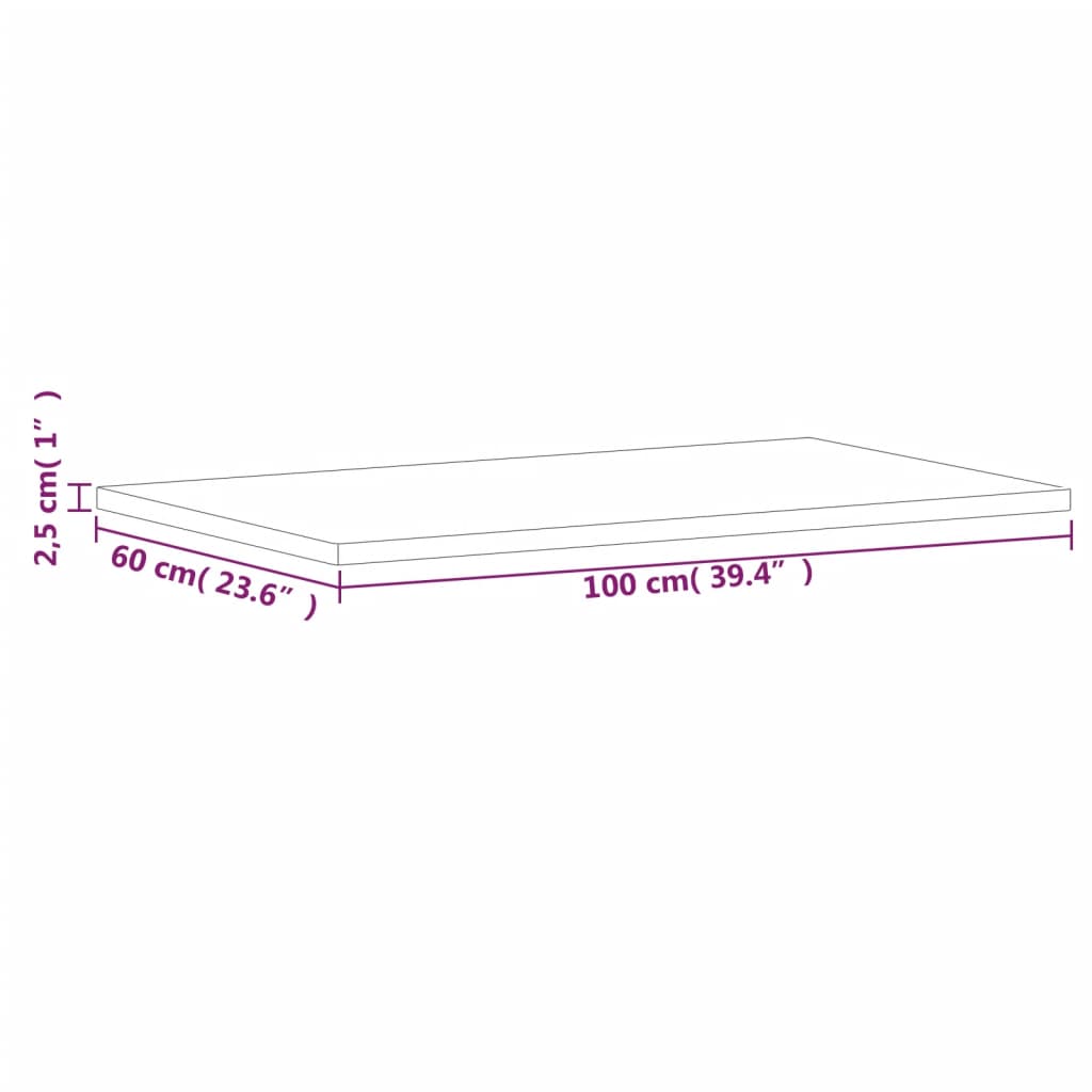 Dessus de table 100x60x2,5cm rectangulaire bois massif de hêtre - XIOS