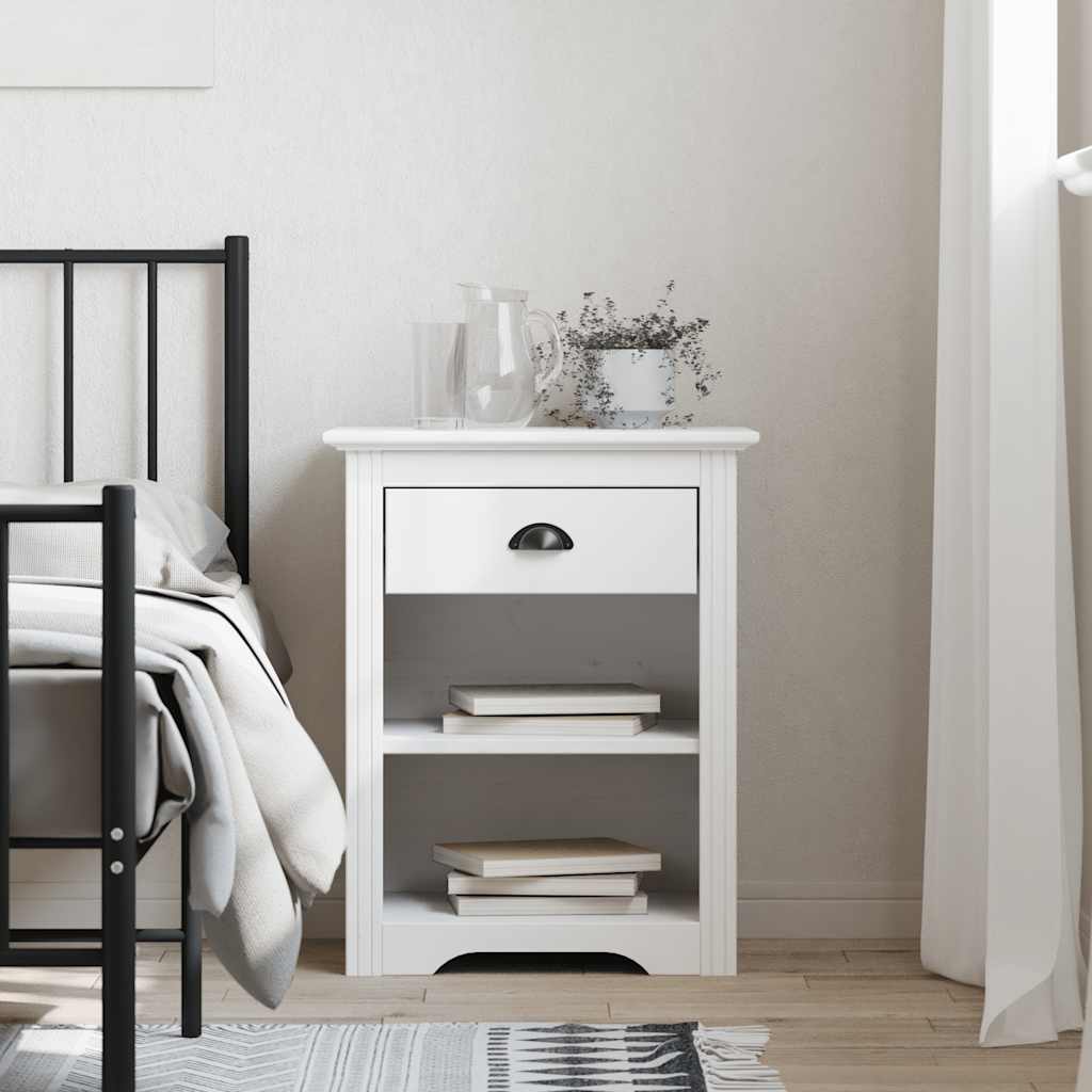 Table de chevet BODO blanc 53x38,5x67 cm bois de pin massif - XIOS