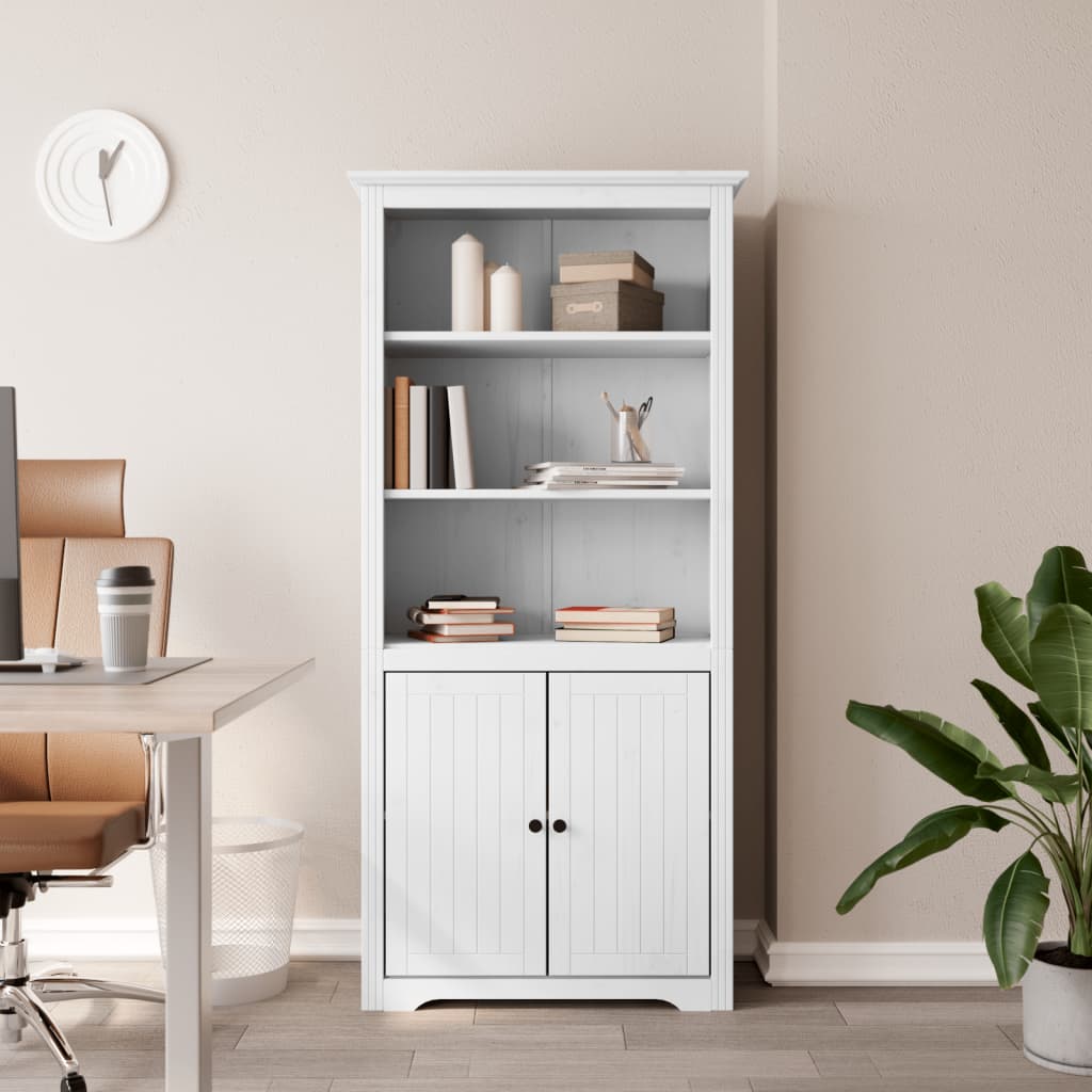 Bibliothèque BODO blanc 82x40x173 cm bois de pin massif - XIOS