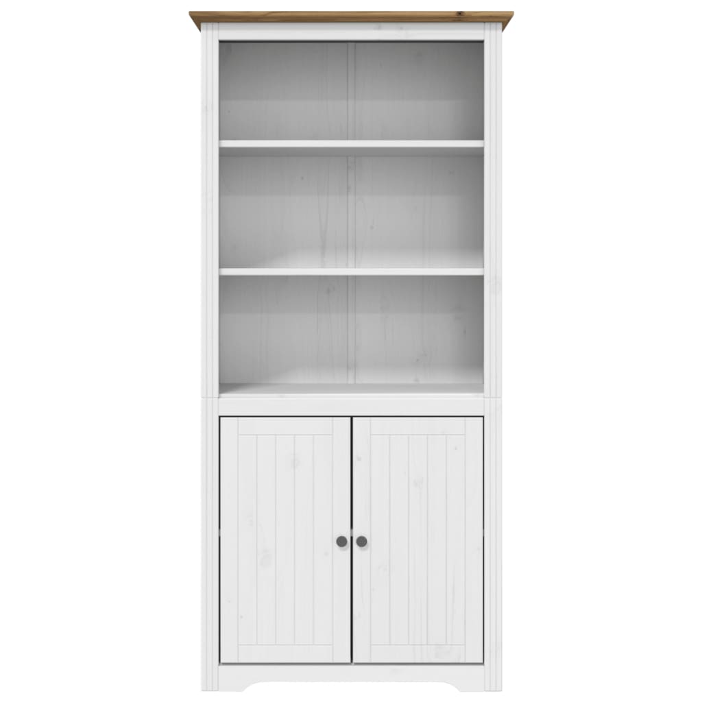 Bibliothèque BODO blanc and marron 82x40x173 cm bois massif pin - XIOS