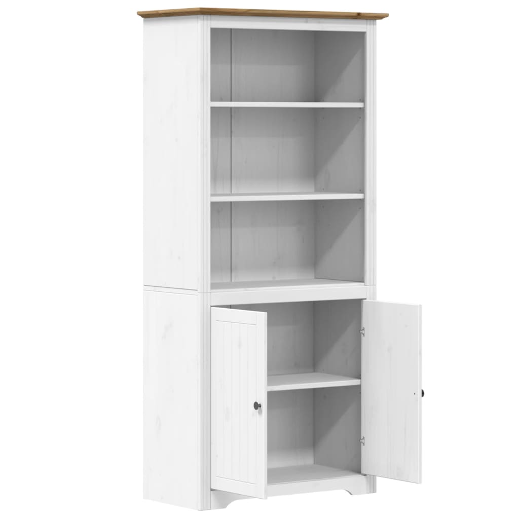 Bibliothèque BODO blanc and marron 82x40x173 cm bois massif pin - XIOS