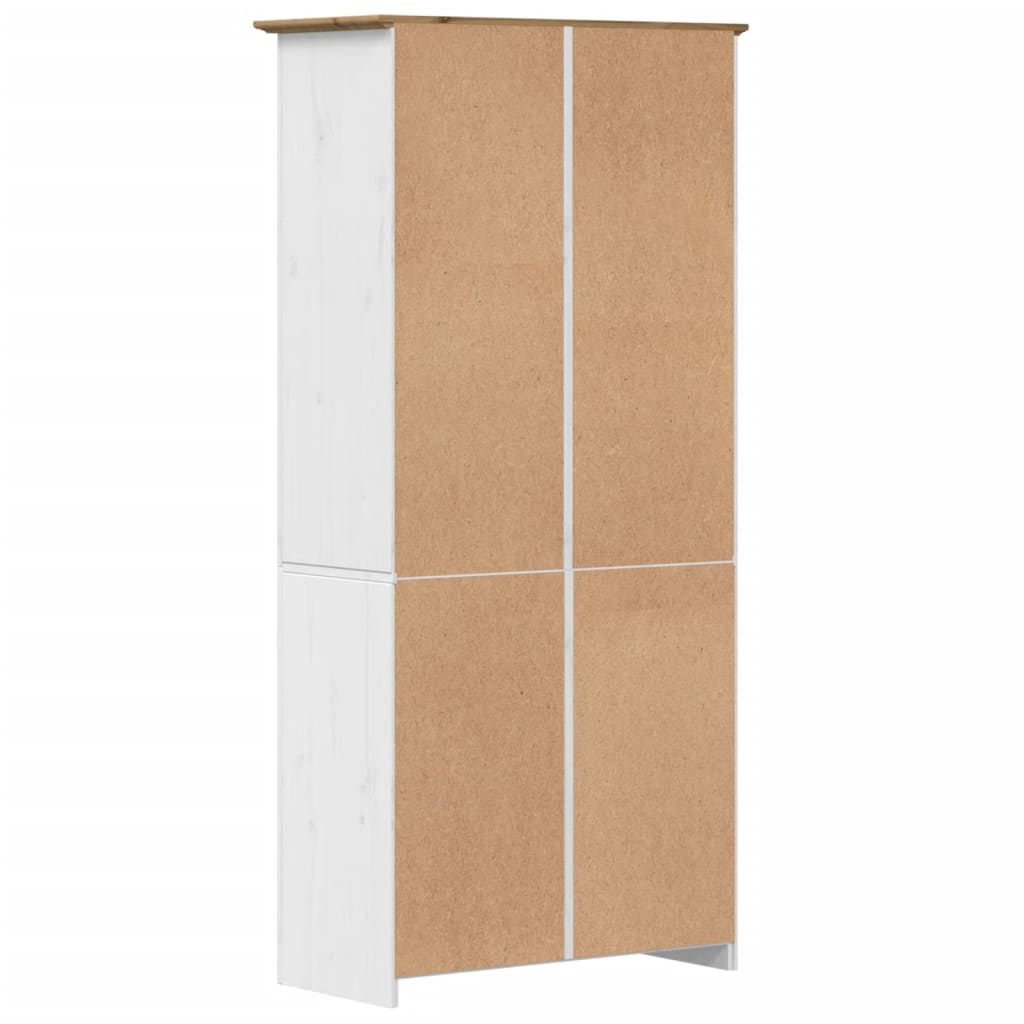 Bibliothèque BODO blanc and marron 82x40x173 cm bois massif pin - XIOS