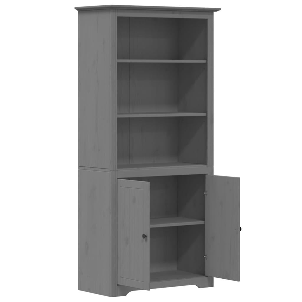 Bibliothèque BODO gris 82x40x173 cm bois de pin massif - XIOS