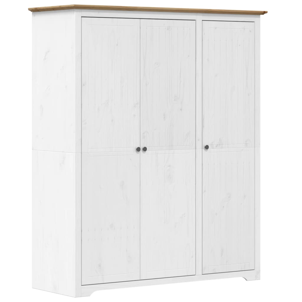Garde-robe BODO blanc marron 146x53,5x173 cm bois massif de pin - XIOS