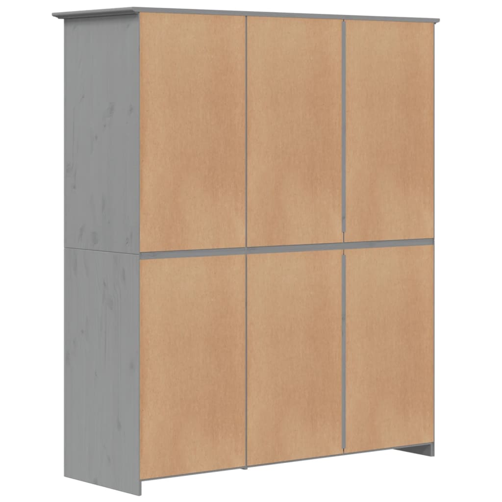 Garde-robe BODO gris 146x53,5x173 cm bois massif de pin - XIOS