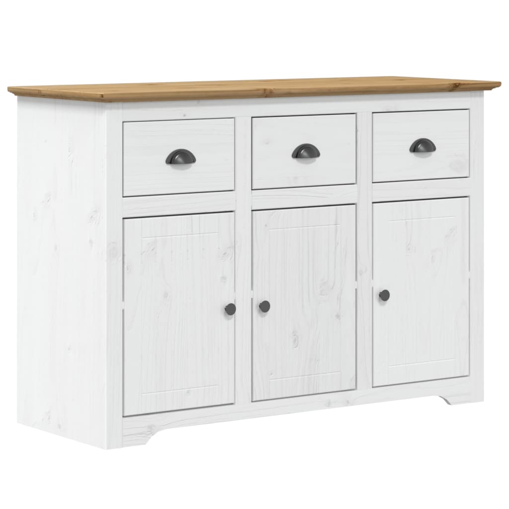 Buffet BODO blanc et marron 115,5x44x80 cm bois massif de pin - XIOS